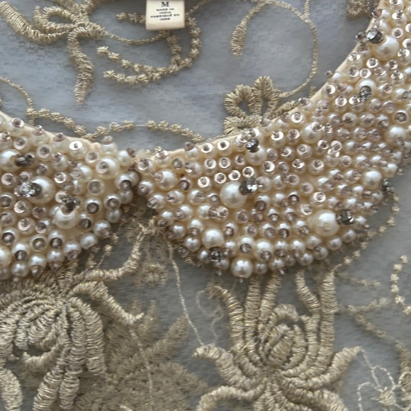 ANTHROPOLOGIE MOULINETTE SOEURS SHEER BLOUSE WITH BEADED COLLAR SIZE MED NWT - Picture 1 of 16